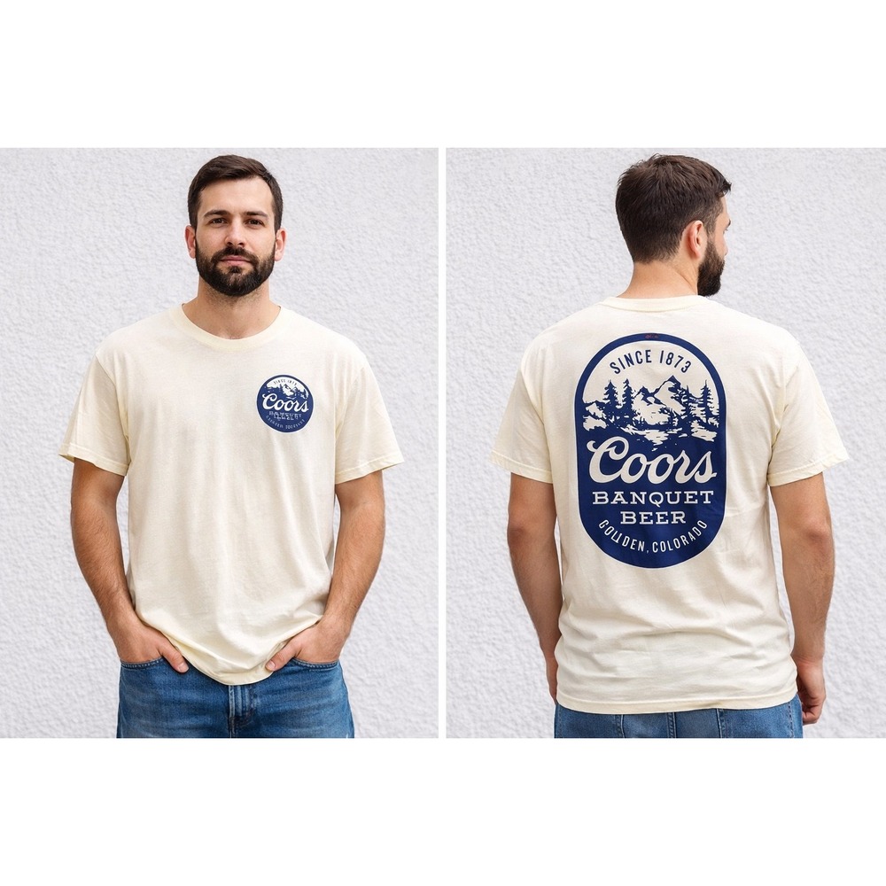 Vintage Coors Banquet Beer T Shirt Large Logo Brewery Graphic‎ Tee